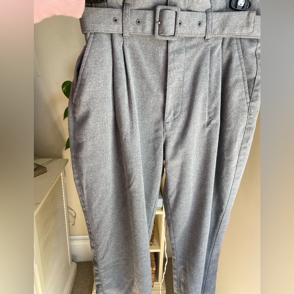 Abercrombie & Fitch gray pleated paper bag pant.